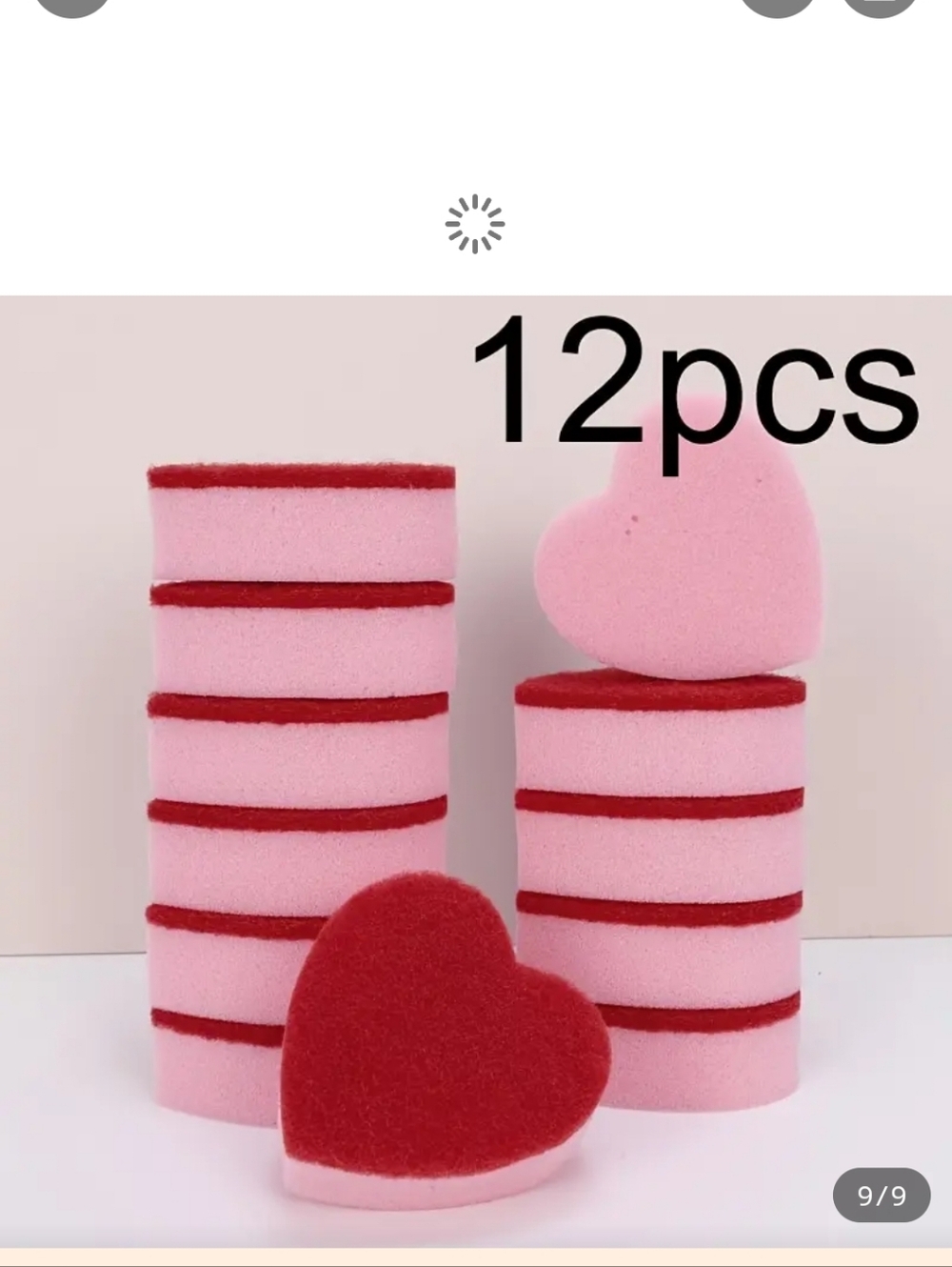 Heart Shaped Pink & Red Kitchen Scrub Sponges - 12 Count